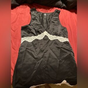 SHEIN Black Dress with White Lace Trim